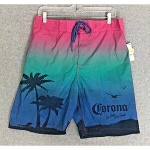Corona‎ Beer Swim Trunks Mens Medium Multicolor Ombré Lined Board Shorts